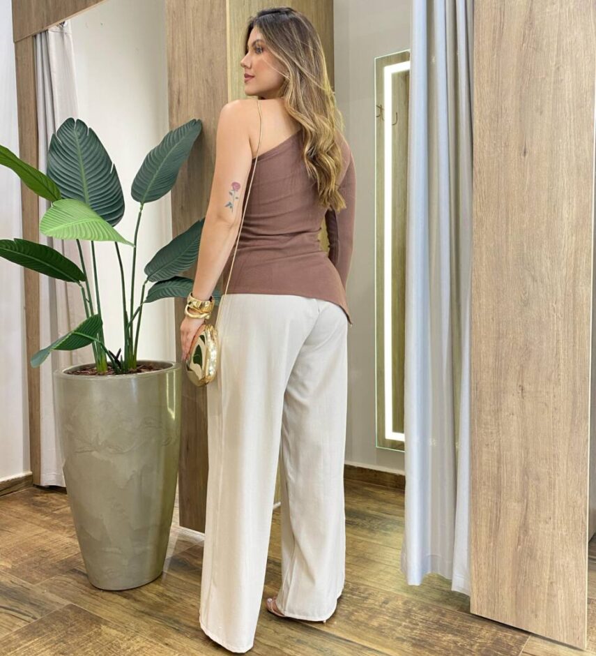 Blusa Feminina Canelada Belly com Bojo Nula Manga Chocolate - Fernanda Ramos Store
