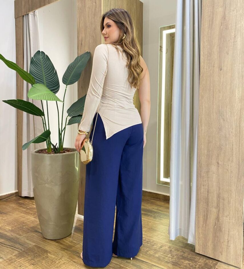 Blusa Feminina Canelada Belly com Bojo Nula Manga Nude - Fernanda Ramos Store