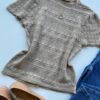 Blusa Feminina Manga Curta Lili Bege Modal - Fernanda Ramos Store