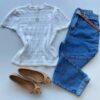Blusa Feminina Manga Curta Lili Branca Modal - Fernanda Ramos Store