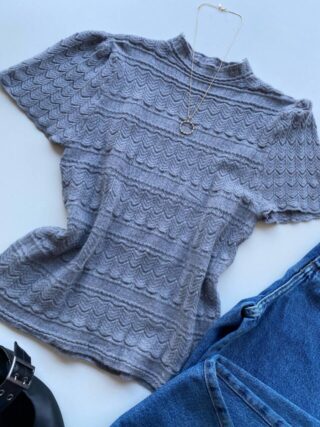Blusa Feminina Manga Curta Lili Cinza Modal - Fernanda Ramos Store