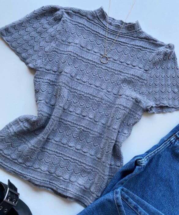 Blusa Feminina Manga Curta Lili Cinza Modal - Fernanda Ramos Store