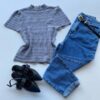 Blusa Feminina Manga Curta Lili Cinza Modal - Fernanda Ramos Store