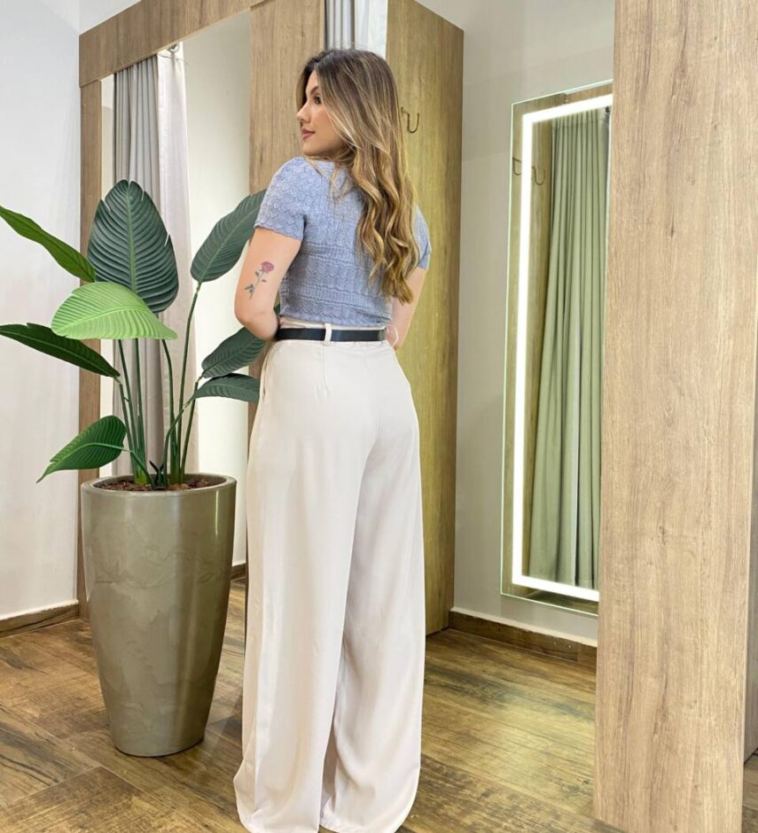 Blusa Feminina Manga Curta Lili Cinza Modal - Fernanda Ramos Store