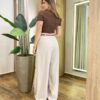 Blusa Feminina Manga Curta Lili Marrom Modal - Fernanda Ramos Store