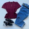 Blusa Feminina Manga Curta Lili Marsala Modal - Fernanda Ramos Store