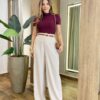 Blusa Feminina Manga Curta Lili Marsala Modal - Fernanda Ramos Store