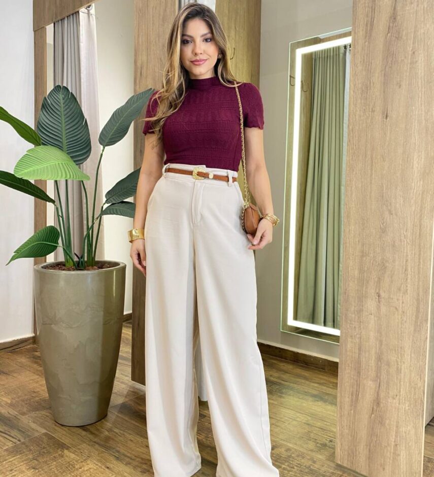 Blusa Feminina Manga Curta Lili Marsala Modal - Fernanda Ramos Store
