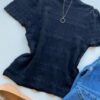 Blusa Feminina Manga Curta Lili Preta Modal - Fernanda Ramos Store