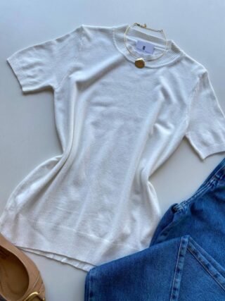 Blusa Feminina Manga Curta Modal Angélica W1069 Branca - Fernanda Ramos Store