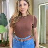 Blusa Feminina Manga Curta Modal Angélica W1069 Caramelo - Fernanda Ramos Store