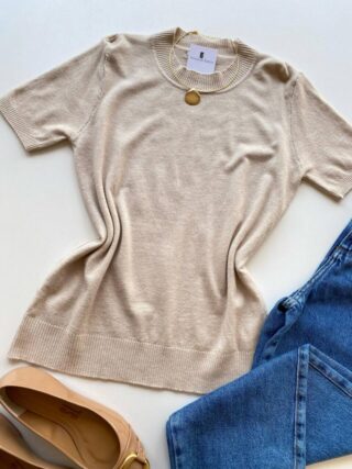 Blusa Feminina Manga Curta Modal Angélica W1069 Nude - Fernanda Ramos Store