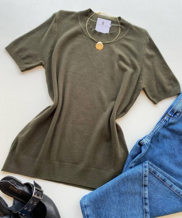Blusa Feminina Manga Curta Modal Angélica W1069 Verde - Fernanda Ramos Store