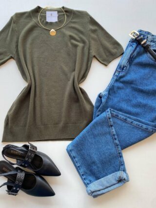 Blusa Feminina Manga Curta Modal Angélica W1069 Verde - Fernanda Ramos Store