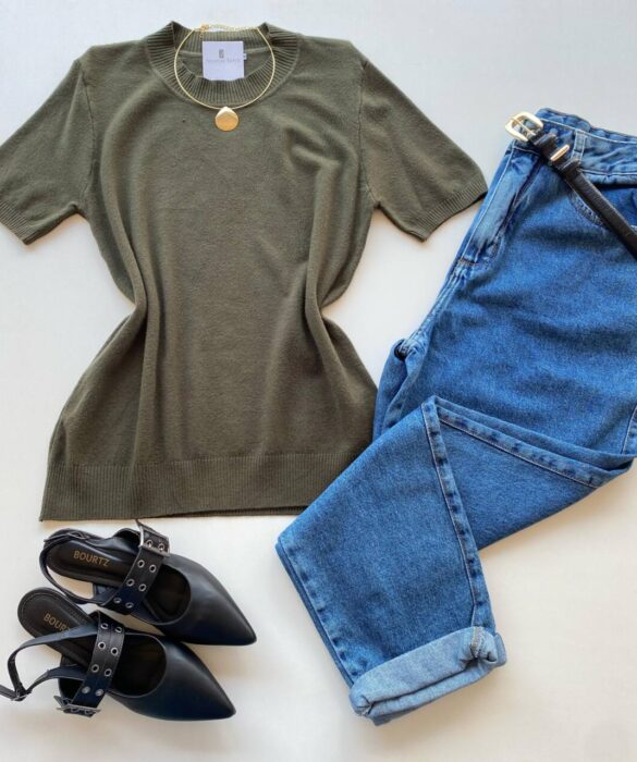 Blusa Feminina Manga Curta Modal Angélica W1069 Verde - Fernanda Ramos Store