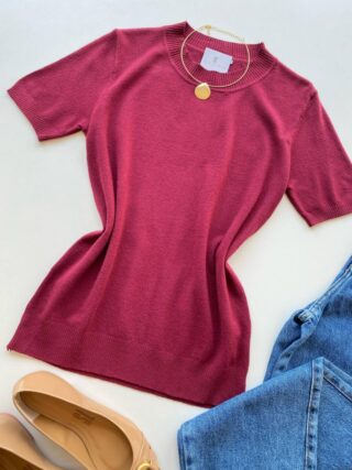 Blusa Feminina Manga Curta Modal Angélica W1069 Vinho - Fernanda Ramos Store
