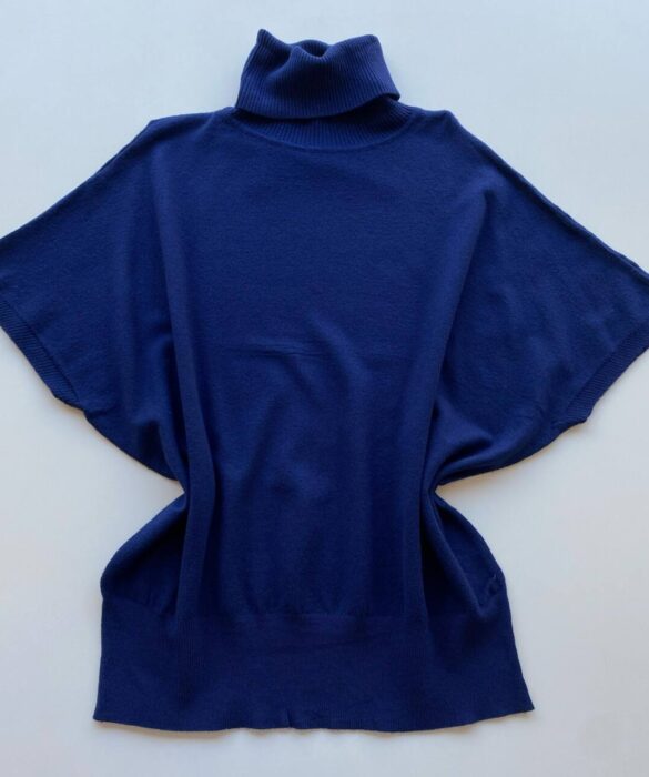 Blusa Feminina Manga Curta Modal Gola Alta W15 Azul - Fernanda Ramos Store