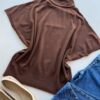 Blusa Feminina Manga Curta Modal Gola Alta W15 Marrom - Fernanda Ramos Store