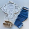 Blusa Feminina Manga Curta Modal Gola Alta W15 Off White - Fernanda Ramos Store