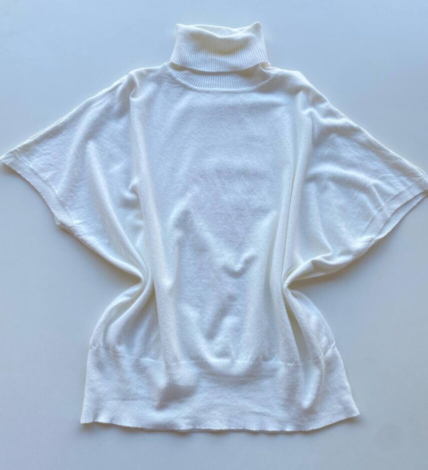 Blusa Feminina Manga Curta Modal Gola Alta W15 Off White - Fernanda Ramos Store