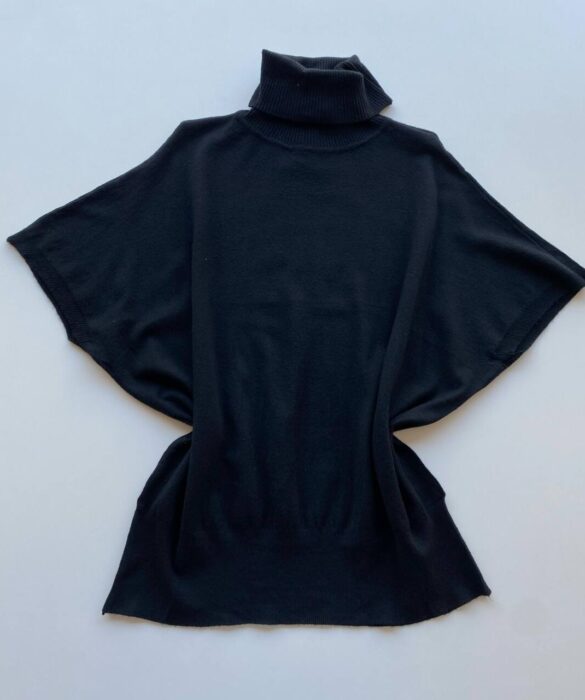 Blusa Feminina Manga Curta Modal Gola Alta W15 Preta - Fernanda Ramos Store