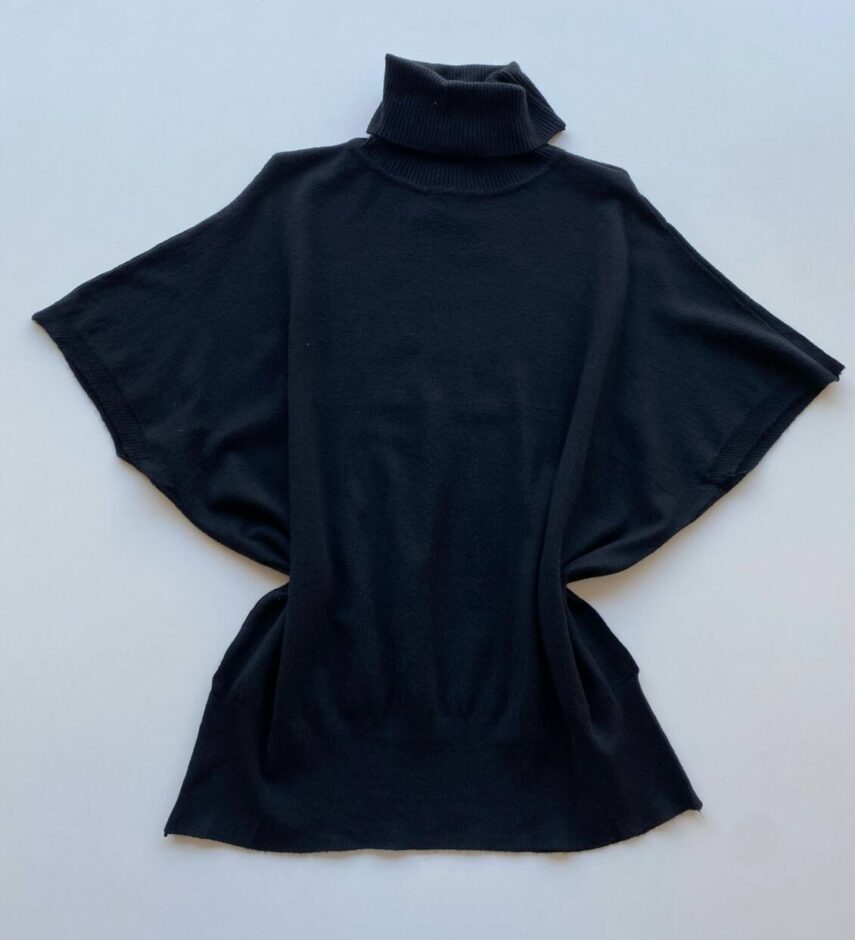 Blusa Feminina Manga Curta Modal Gola Alta W15 Preta - Fernanda Ramos Store