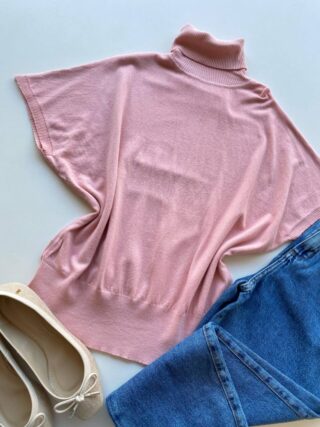 Blusa Feminina Manga Curta Modal Gola Alta W15 Rosa - Fernanda Ramos Store