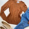 Blusa Feminina Manga Longa Modal W1056 Caramelo - Fernanda Ramos Store