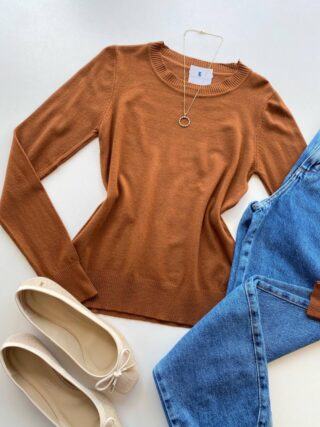 Blusa Feminina Manga Longa Modal W1056 Caramelo - Fernanda Ramos Store