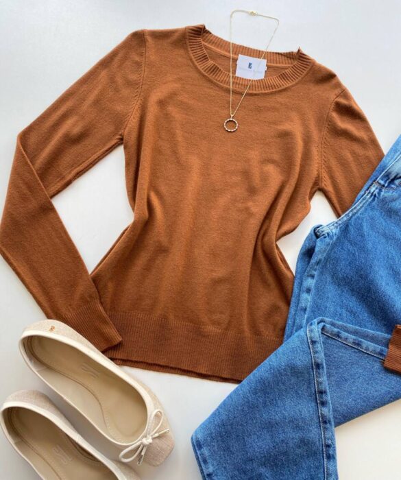 Blusa Feminina Manga Longa Modal W1056 Caramelo - Fernanda Ramos Store