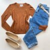 Blusa Feminina Manga Longa Modal W1056 Caramelo - Fernanda Ramos Store