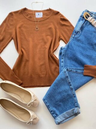 Blusa Feminina Manga Longa Modal W1056 Caramelo - Fernanda Ramos Store