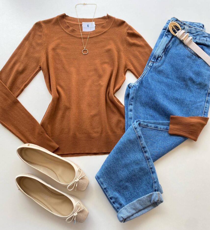 Blusa Feminina Manga Longa Modal W1056 Caramelo - Fernanda Ramos Store