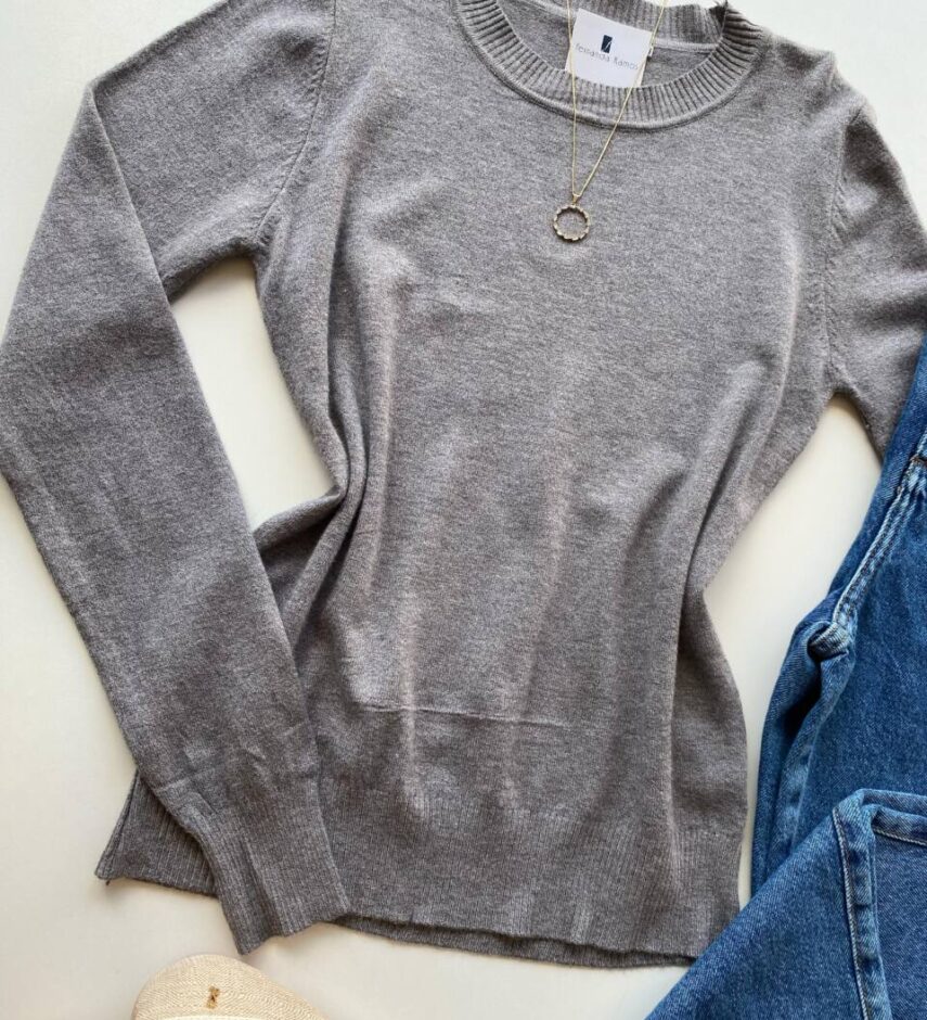 Blusa Feminina Manga Longa Modal W1056 Cinza - Fernanda Ramos Store