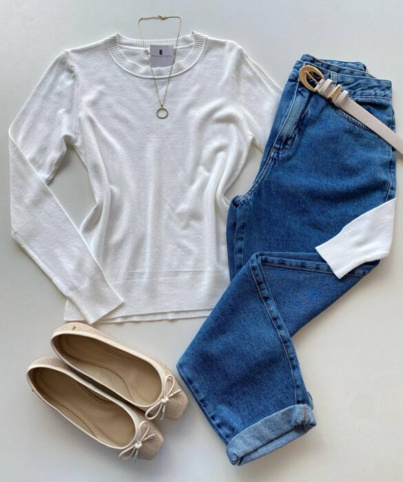 Blusa Feminina Manga Longa Modal W1056 Off White - Fernanda Ramos Store