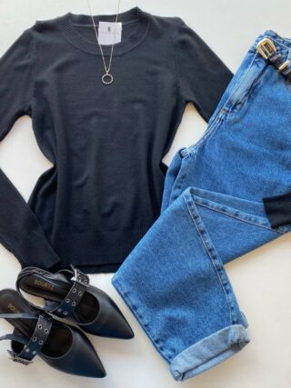 Blusa Feminina Manga Longa Modal W1056 Preto - Fernanda Ramos Store
