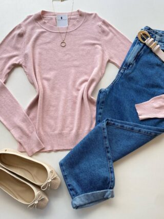Blusa Feminina Manga Longa Modal W1056 Rosa Bebe - Fernanda Ramos Store