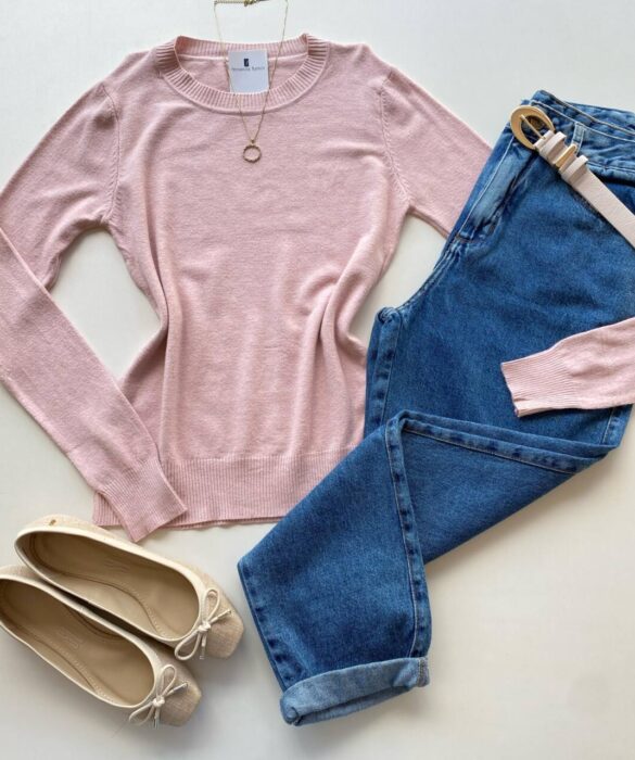 Blusa Feminina Manga Longa Modal W1056 Rosa Bebe - Fernanda Ramos Store