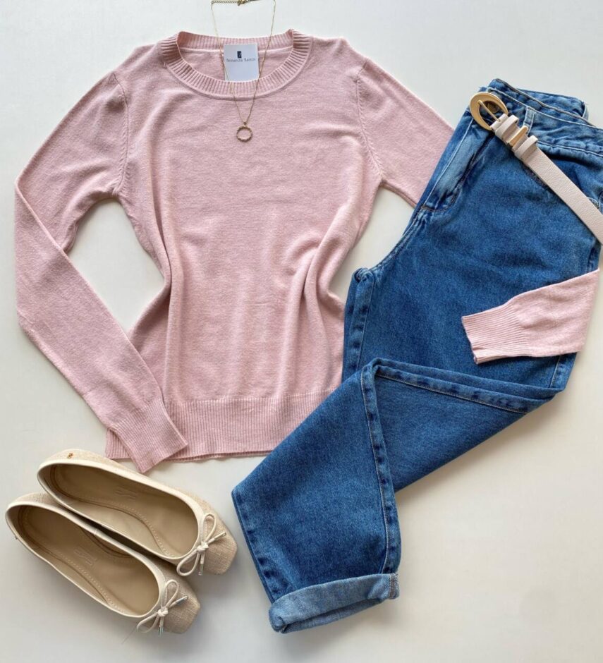 Blusa Feminina Manga Longa Modal W1056 Rosa Bebe - Fernanda Ramos Store