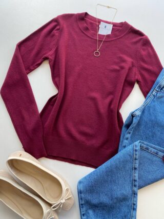 Blusa Feminina Manga Longa Modal W1056 Vinho - Fernanda Ramos Store
