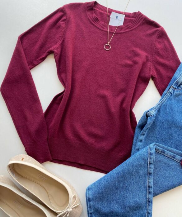 Blusa Feminina Manga Longa Modal W1056 Vinho - Fernanda Ramos Store