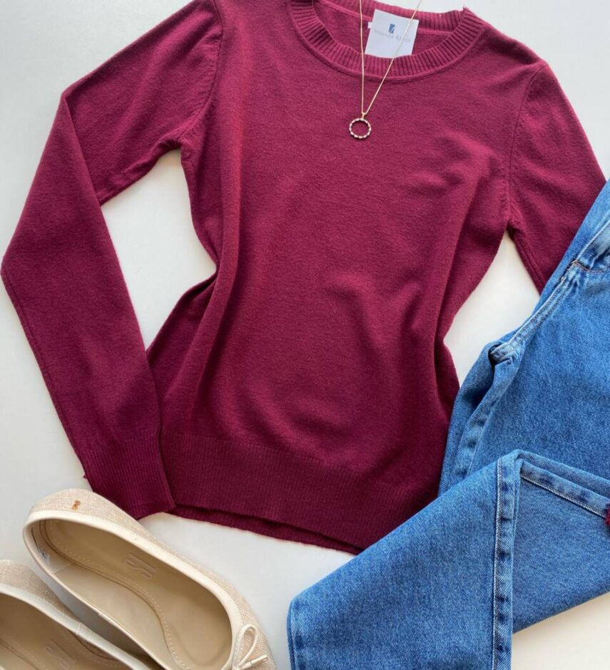 Blusa Feminina Manga Longa Modal W1056 Vinho - Fernanda Ramos Store