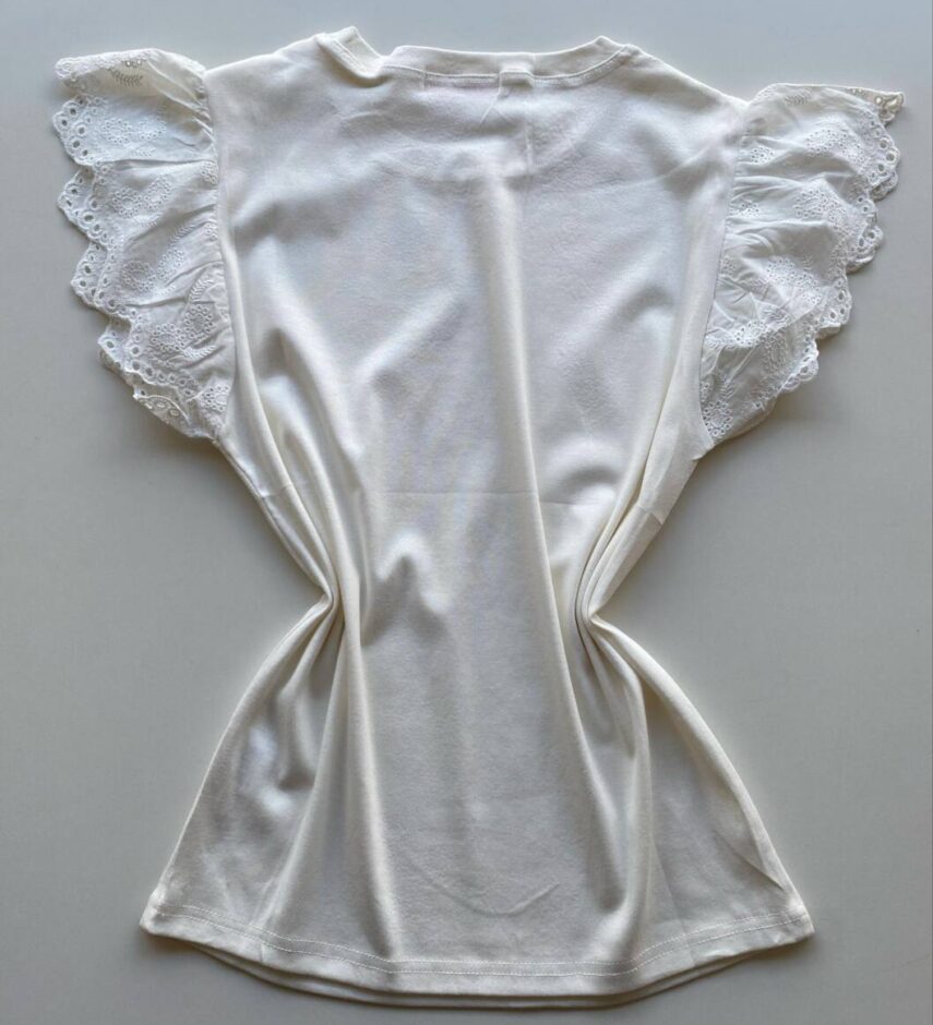 Blusa Feminina Tee Muscle com Detalhes Bordado Off White - Fernanda Ramos Store