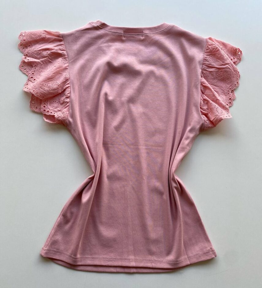 Blusa Feminina Tee Muscle com Detalhes Bordado Rosa - Fernanda Ramos Store