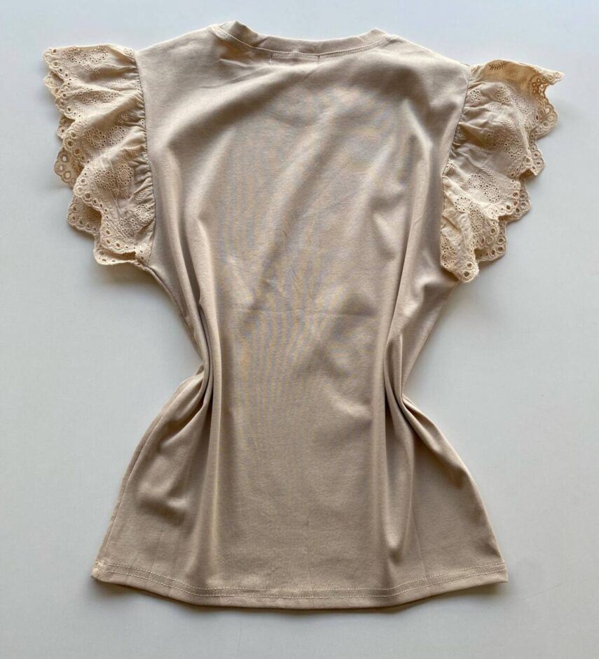 Blusa Feminina Tee Muscle com Detalhes Bordado Nude - Fernanda Ramos Store