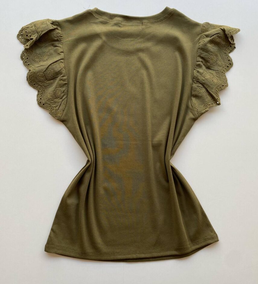 Blusa Feminina Tee Muscle com Detalhes Bordado Verde Musgo - Fernanda Ramos Store