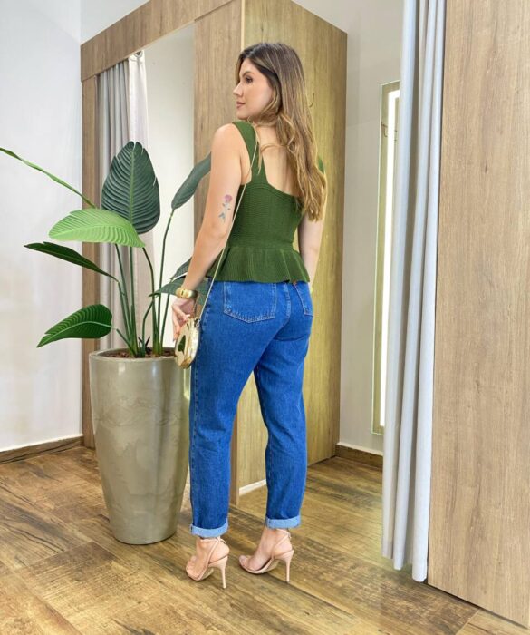 Blusa Feminina Tricot Modal sem Bojo Rodada Verde - Fernanda Ramos Store