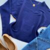 Blusa Manga Longa Bibi Feminina Modal Azul Bic - Fernanda Ramos Store