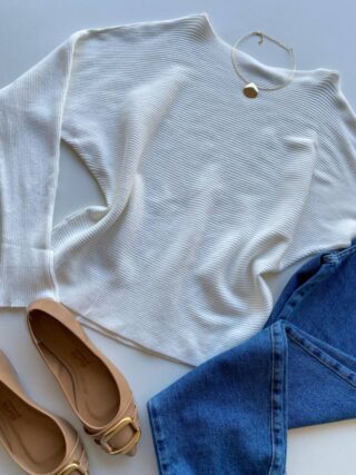 Blusa Manga Longa Bibi Feminina Modal Branca - Fernanda Ramos Store