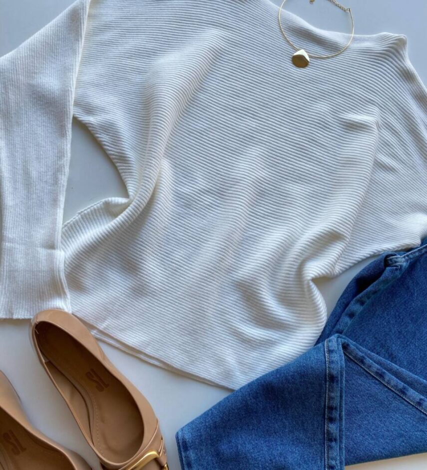 Blusa Manga Longa Bibi Feminina Modal Branca - Fernanda Ramos Store